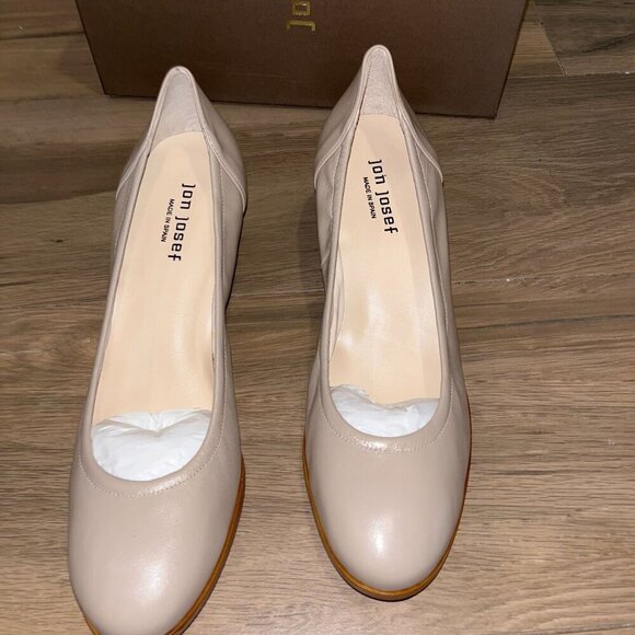 NWT AnTHROPOLOGIE Jon Josef Damas Dune Leather Leather Block Heel Pumps 10 - Picture 3 of 6